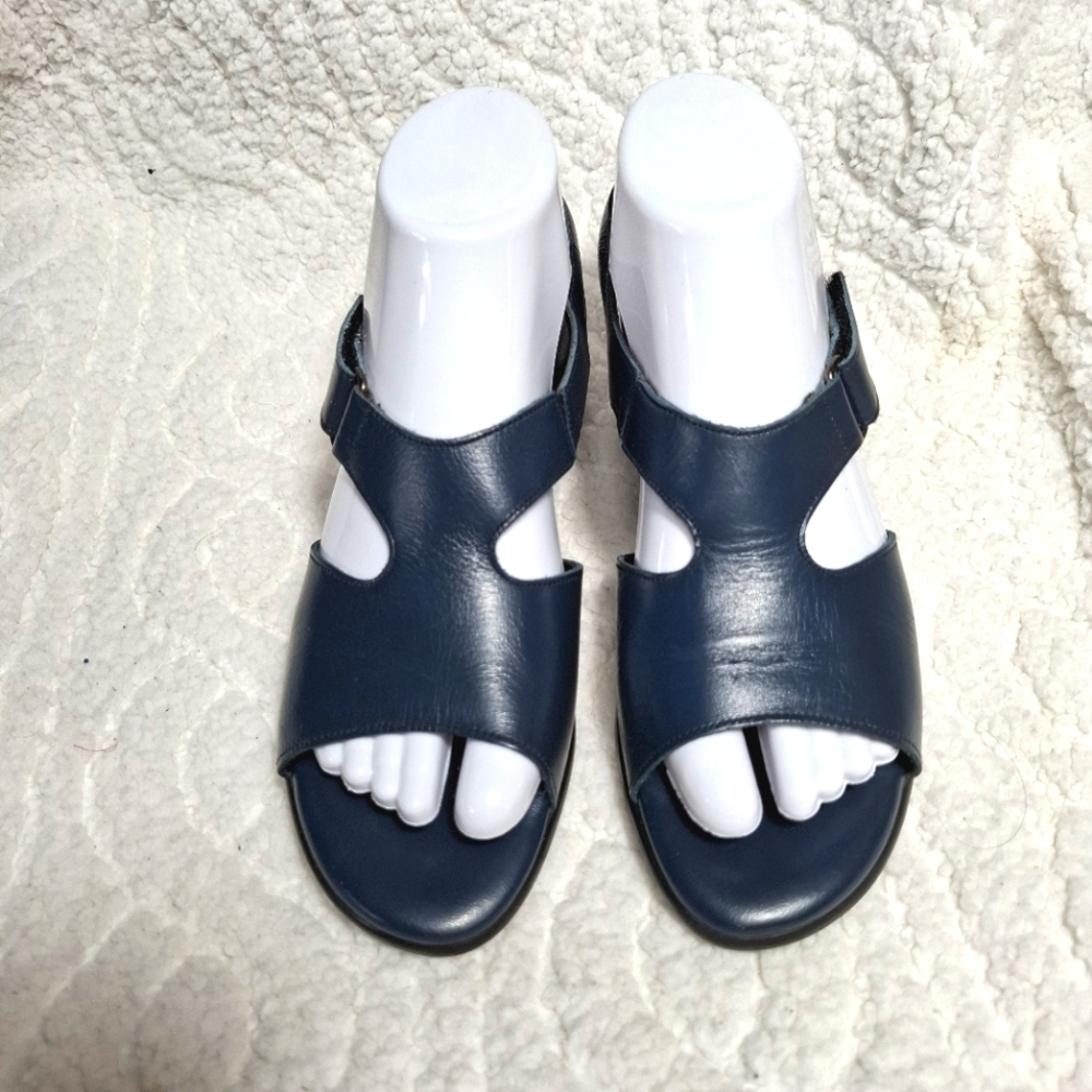 SAS Women's Tripad Comfort Sandals Leather Navy Blue Adjustable Size 7